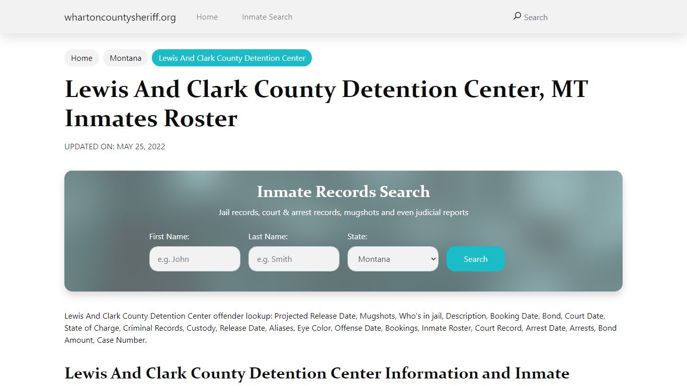 Lewis And Clark County Detention Center , MT Inmates Roster